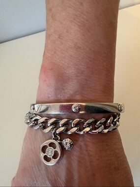 Henri Bendel The A List Cuff Chain Bracelet Logo Charms